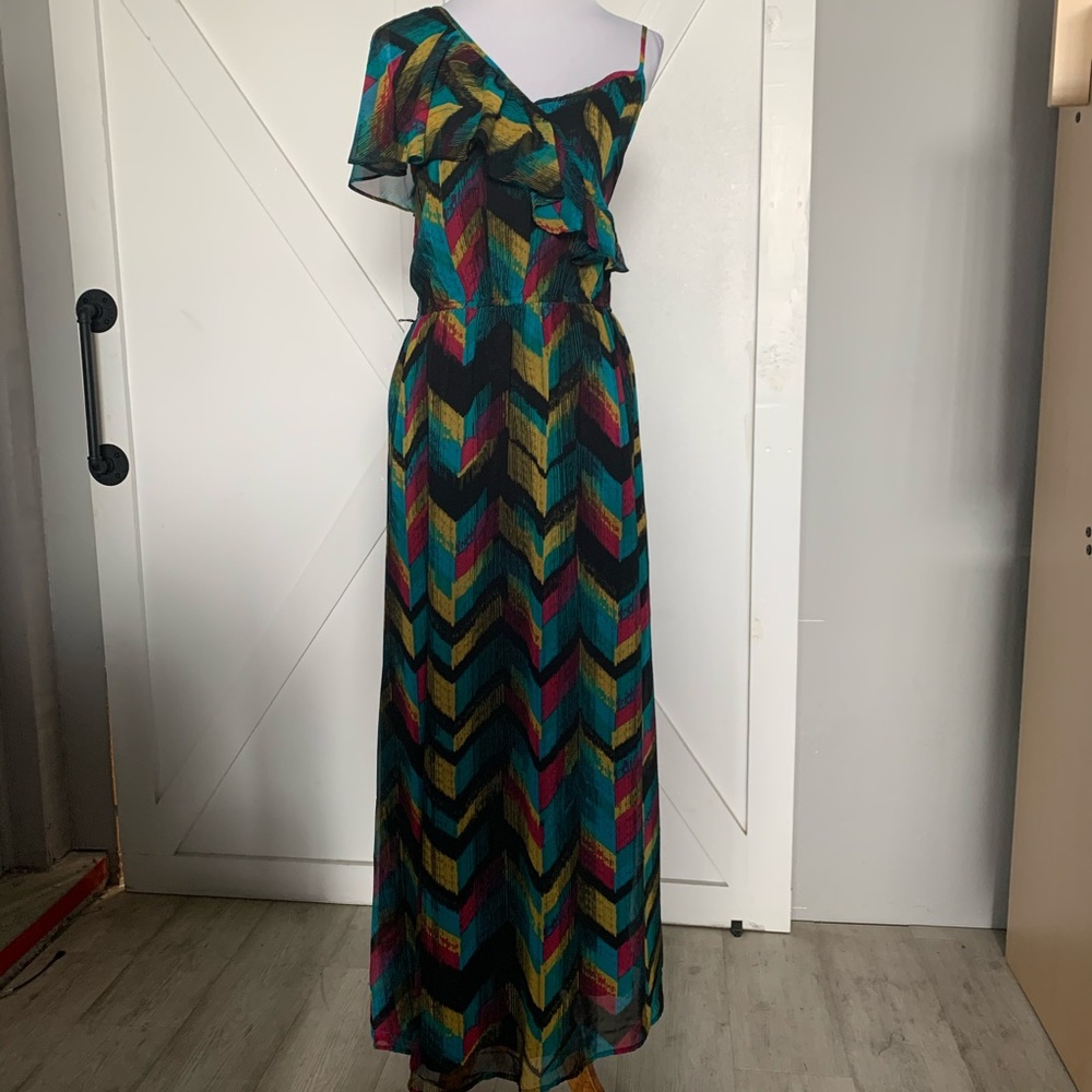 Allen B. By Allen Schwartz Multicolor Chevron Maxi Dress